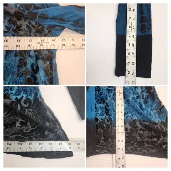 Chicos Zenergy 1 Women Velour Burnout Tunic Top Sz M Teal Long Sleeve Goth Boho - Picture 7 of 10